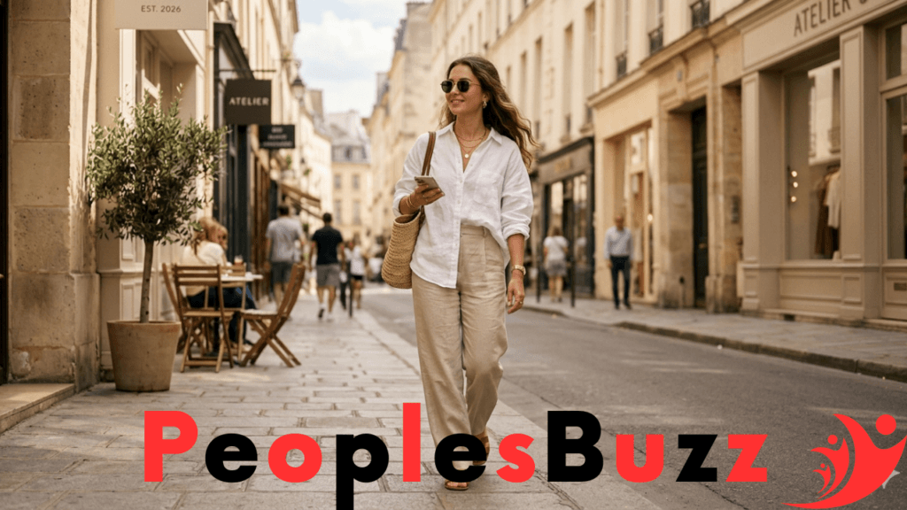 Woman wearing linen shirt and wide-leg pants casual summer outfit women 2026 comfortable fashion style