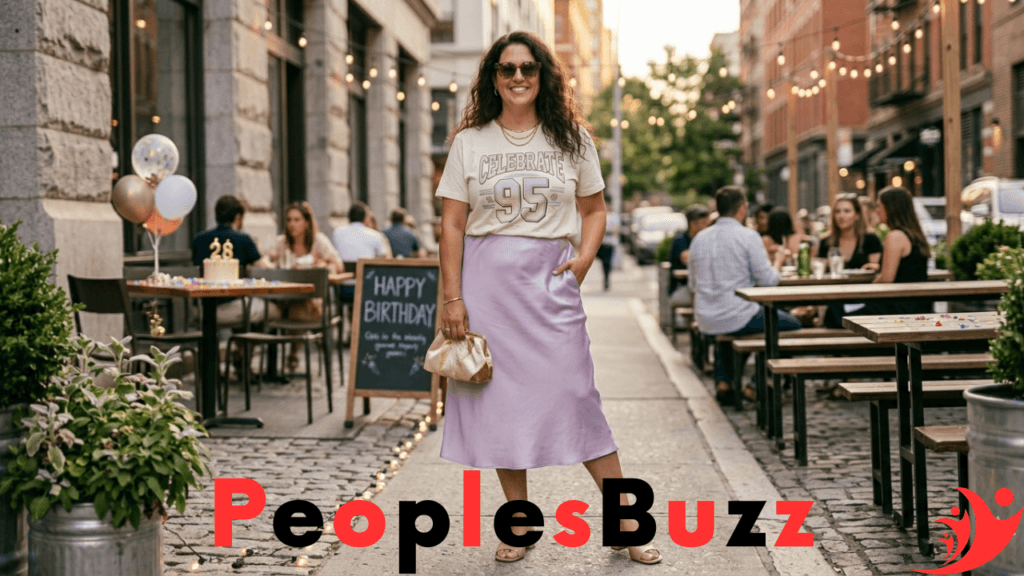 plus size summer outfits with midi skirt and graphic tee for a relaxed birthday dinner style