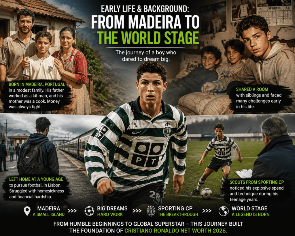 Cristiano Ronaldo early life Madeira childhood background struggle to football success journey biography